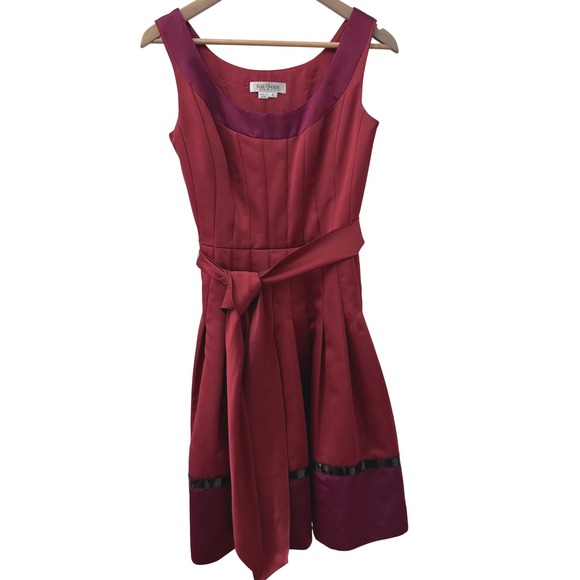 Kay Unger New York Dresses & Skirts - Kay Unger Cocktail Dress Size 6 Burgundy Plum Silk Trim Sequin Colorblock
